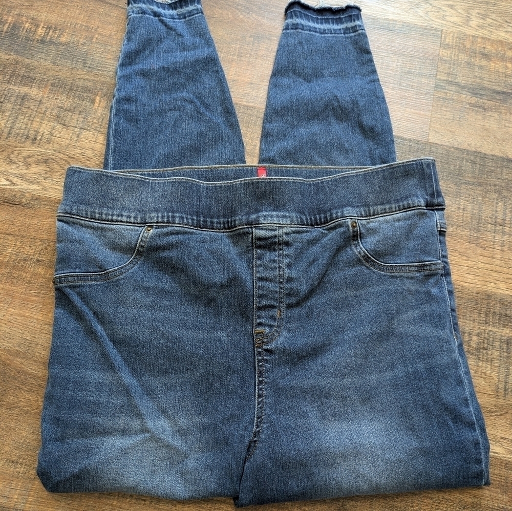 SPANX Ankle Skinny Jeans Blue Wash Denim Distressed Women’s Size 3X